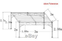 3x3M Metal Wall Gazebo Canopy Pergola Sun Shade Marquee Shelter Door Porch
