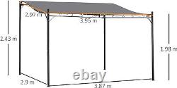 4 x 3 m Canopy Metal Wall Gazebo Awning Garden Marquee Shelter Door Porch