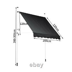 Adjustable Patio Awning Manual Retractable UV Sun Shelter Outdoor Shade Canopy