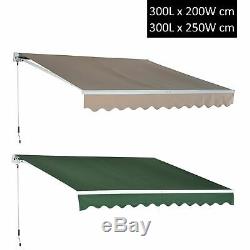 Awning Canopy Retractable Manual Outdoor Front Back Porch Sun Rain Shade Shelter