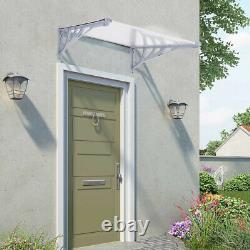 Awning Rain Shelter Front Door Canopy Porch Outdoor Shade Patio Roof Black/Grey