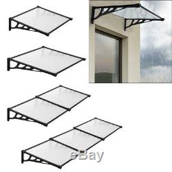Awning Rain Shelter Front Door Canopy Porch Outdoor Shade Patio Roof Black/Grey 