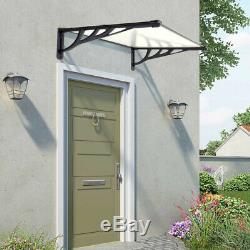 Black/Grey Awning Rain Shelter Front Door Canopy Porch Outdoor Shade Patio Roof