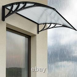 Curved Window Porch Door Canopy Awning UV Water Rain Snow Cover Black 120x80cm