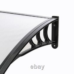 Curved Window Porch Door Canopy Awning UV Water Rain Snow Cover Black 120x80cm
