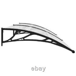 Door Canopy Awning Shelter Front Back Porch Shade Black and Transparent 240x80cm