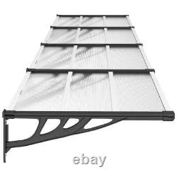 Door Canopy Black & Transparent Polycarbonate Porch Awning Multi Sizes 2023