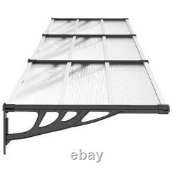 Door Canopy Black & Transparent Polycarbonate Porch Awning Multi Sizes 2023