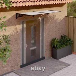 Door Canopy Black & Transparent Polycarbonate Porch Awning Multi Sizes 2024