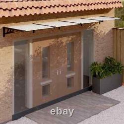 Door Canopy Black & Transparent Polycarbonate Porch Awning Multi Sizes UK