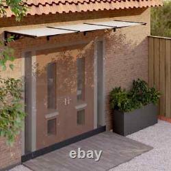 Door Canopy Black & Transparent Polycarbonate Porch Awning Multi Sizes UK