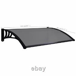Door Canopy Exquisite Black/Grey PC Porch Awning Rain Shelter Roof Shade Cover