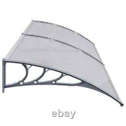 Door Canopy Grey 200x100cm PC Window Rain Porch Shade Awning Shelter B9E8