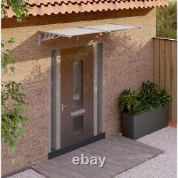 Door Canopy Grey and Transparent Polycarbonate Porch Awning 199x90cm