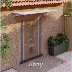 Door Canopy Grey and Transparent Polycarbonate Porch Awning 239x90cm