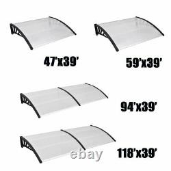 Door Canopy PC Outdoor Patio Porch Window Rain Awning Shelter Shade Multi-Sizes