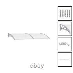 Door Canopy PC Outdoor Porch Window Rain Awning F. 240x100cm WHITE AND GREY