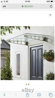 Geom Lugano Clear Glazed Glass And Stainless Steel Flat Porch Canopy W1.4M D0.9M