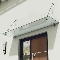 Glass Canopy Porch 1200x900mm Patio Shelter Cover Stainless Steel Fittings
