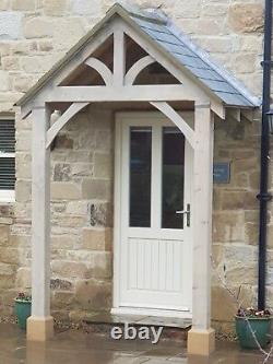 Grosvenor Redwood Porch with 2x Sandstone Staddle Stones for posts