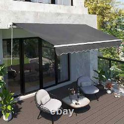 Manual Awning Window Door Sun Weather Shade Handle Grey Canopy Porch Balcony UK