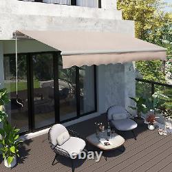 Manual Awning Window Door Sun Weather Shade Porch Balcony Crank Handle Beige UK