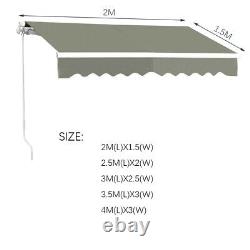 Manual Retractable Awning Canopy Door Patio Porch Sun Shade Rain Cover Shelter
