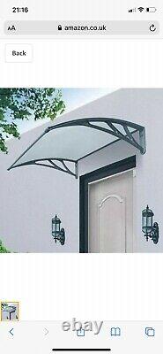 Marko Homewares Black/White Door Canopy Awning Shelter Front Back Porch Outdoor