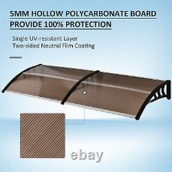 Outsunny Outdoor Curved Window Porch Canopy Awning UV Rain Cover 0.8x2m Brown