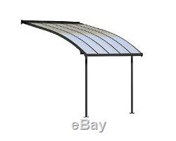 Palram Joya Curved Patio Cover Grey Clear Canopy Porch Pergola Gutter Canopies