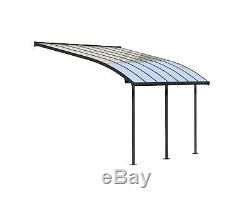 Palram Joya Curved Patio Cover Grey Clear Canopy Porch Pergola Gutter Canopies