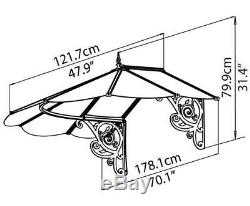 Palram Lily Door Canopy Awning Rain Shelter Front Back Porch Patio Roof