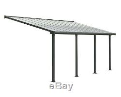 Palram Olympia Adjustable Patio Cover Grey Canopy Porch Pergola Gutter Canopies