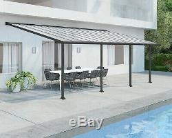 Palram Olympia Adjustable Patio Cover Grey Canopy Porch Pergola Gutter Canopies