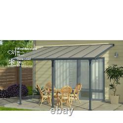 Palram Shade Patio garden Cover Grey Aluminium Porch Door Canopy In 3X5.46 CM