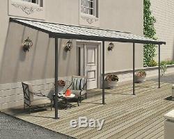 Palram Sierra Grey Patio Cover Canopy Porch Door Pergola Gutter Canopies 7ft 2m
