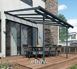 Palram Sierra Patio Cover Canopy Porch Door Pergola Gutter Grey Canopies New