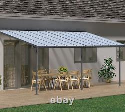 Palram Sierra Patio Cover Canopy Porch Door Pergola Gutter Grey Canopies New