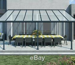 Palram Sierra Patio Cover Canopy Porch Door Pergola With Gutter Grey