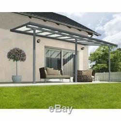 Palram Tuscany Patio Cover Grey Aluminium Porch Door Canopy Pergola In 3 Sizes