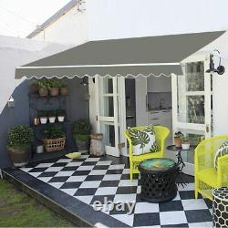 Patio Awning Manual Garden Canopy Sunshade Retractable Shade Sun Porch Rain Door