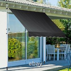 Patio Awning Sun Shade Retractable 120x250cm Manual Canopy Outdoor Cafe Shelter