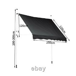 Patio Awning Sun Shade Retractable 120x250cm Manual Canopy Outdoor Cafe Shelter