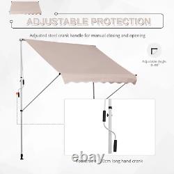 Retractable Patio Awning 3x1.5m Beige Canopy UV Sun Shade Door Porch Shelter