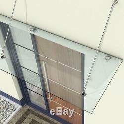 Stainless Steel 13mm Glass Canopy Door Modern Rain Shelter Clear Porch New