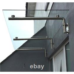 Stainless Steel Over Door Porch Balcony Shelter Awning 1440mm Wide Glass Canopy