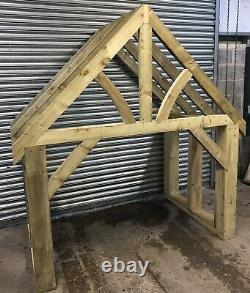 Timber Hand Crafted Door Wooden Porch/canopy. Delivery Available. Curved Detail