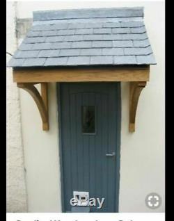 Wooden Door Canopy OAK Slatted Porch Canopy and Curved Brackets