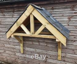 Wooden Front Door Canopy Porch / Slate Tiled Front Door Canopy