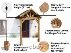 Wooden Porch Canopy 2m x 1.5m Door Shelter Kit Thunderdam Full Height 2 Post